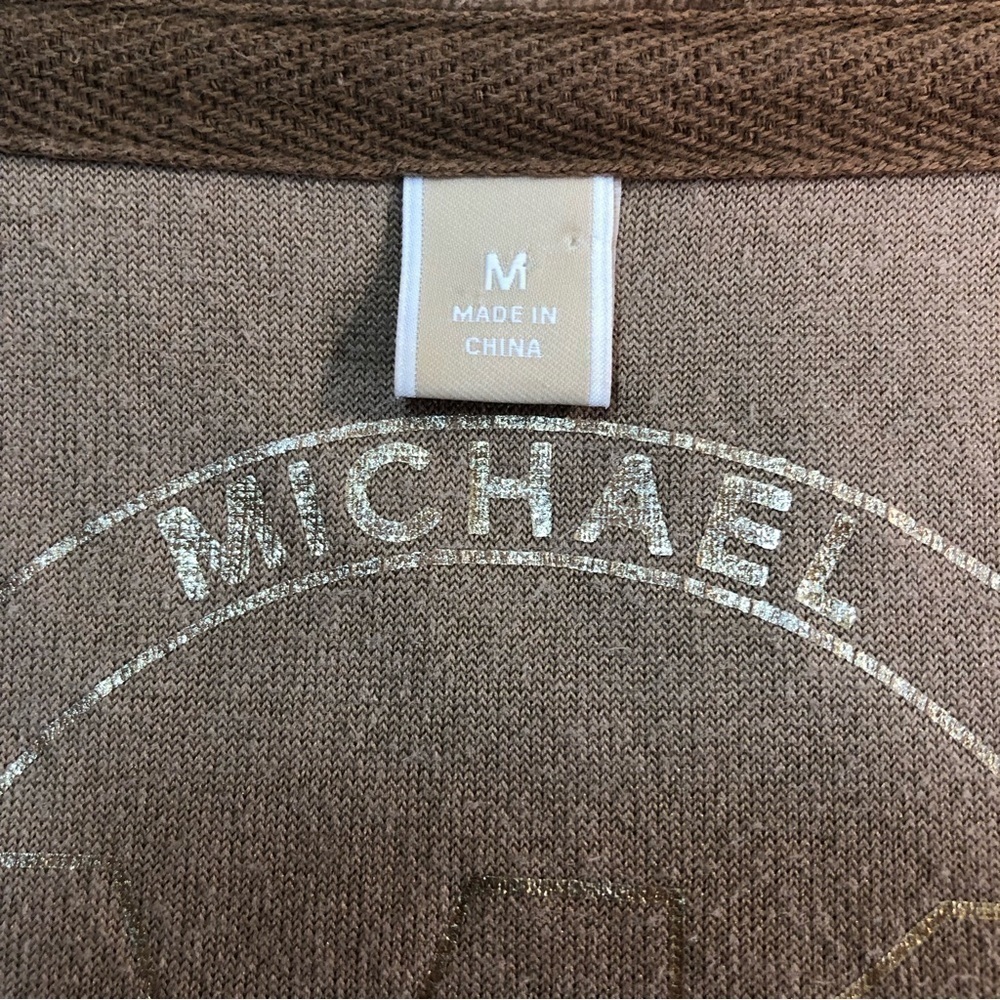 Michael Kors Vintage Light Brown Velour Zip Up Jacket with pockets Size Medium - Picture 12 of 14